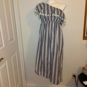 One Shoulder Stripped Maternity Dress